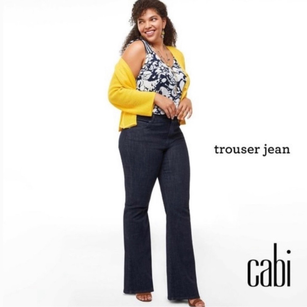 CAbi Deep Sea Dark Wash Trouser Jean Wide Flare